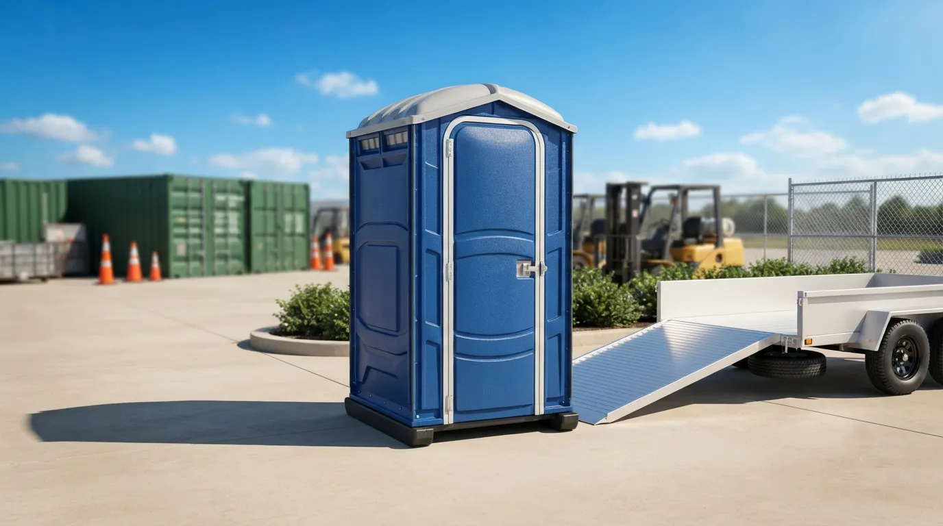 Portable restroom units delivered on a Saint Clair Shores, MI work zone